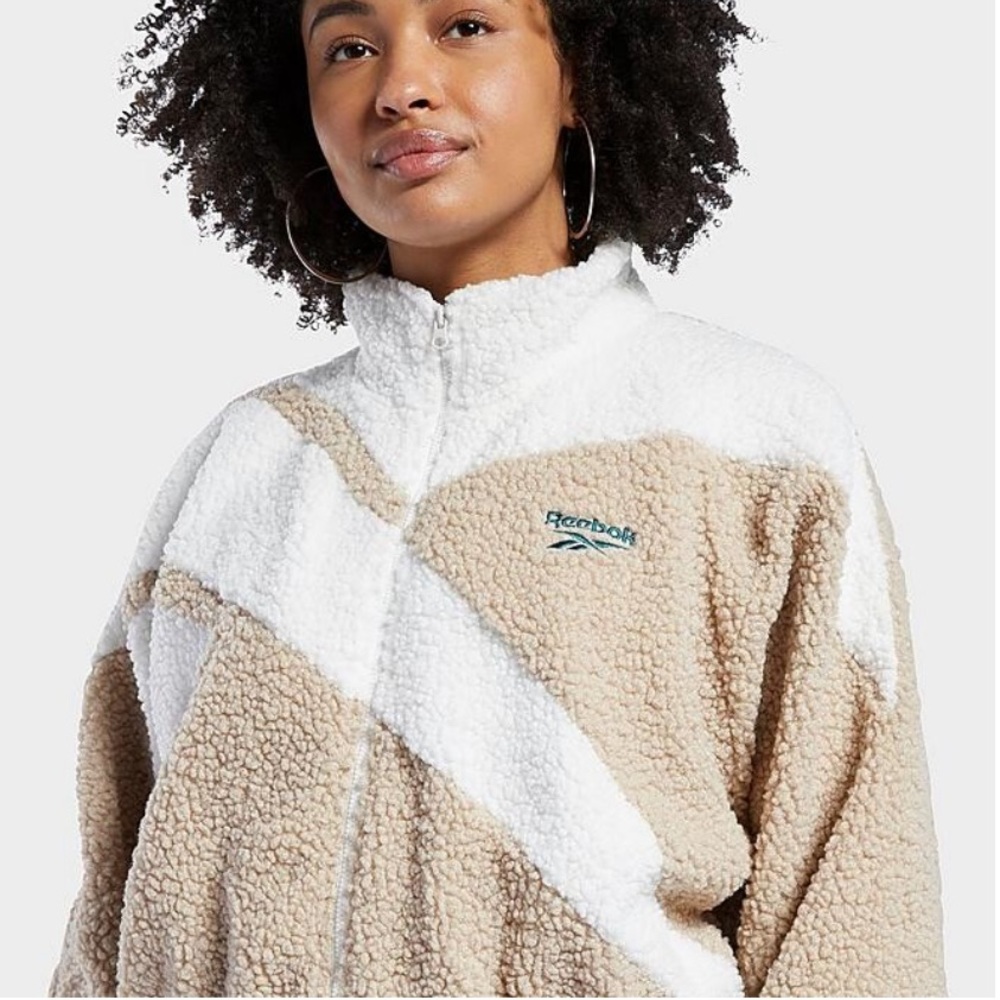 Reebok Women’s Cropped Sherpa Jacket - Beige XL